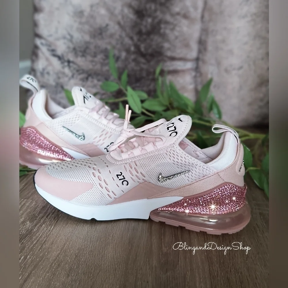 Nike Air Max 270 Pink Sneakers made with Swarovski Crystals Custom